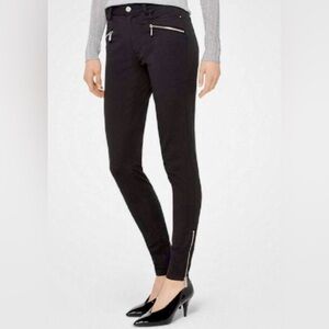 Michael MK Rocker Zip Embellished Pocket Skinny Jeans Zipper Ankles